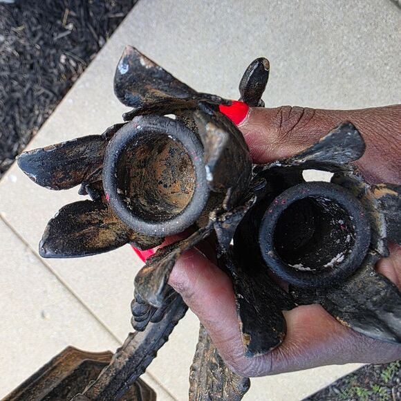 Vintage Neoclassical Rocco Wall Sconce Taper Candle Holder Metal Tin 8x4x9 Set 2 - Picture 10 of 16